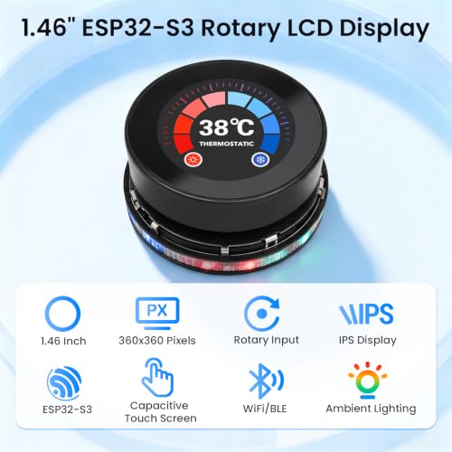 Image of ELECROW 1.46 inch ESP32 Rotary Display 360x360 HMI IPS Round Knob Touch Display