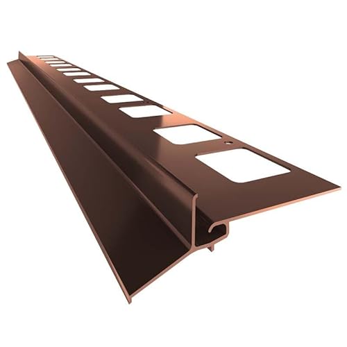 Renoplast® Profilé D'égout en Aluminium K102 200cm Marron | Finition de Terrasses et Balcons | Sols Carrelés sur Mortier-colle | Systèmes D'évacuation D'eau Profilé D'angle | Protection Anticorrosion