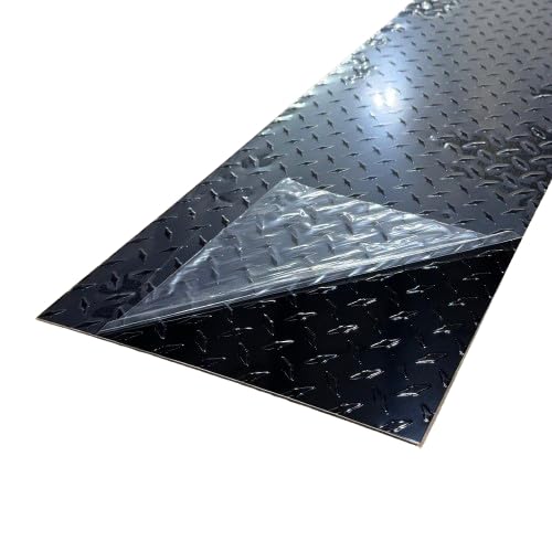 12" x 36" Black Diamond Plate Aluminum Sheet, 16 Gauge .050" Thick, Painted One Side, 3003 Alloy - Protective, Door Foot Guard, Work Bench