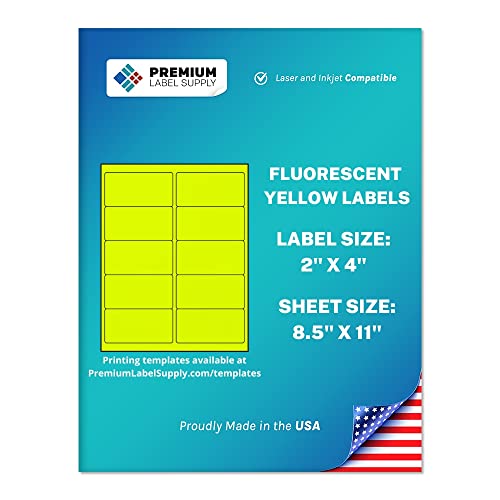 Premium Label Supply Bright Neon Color Fluorescent Stickers - 2"