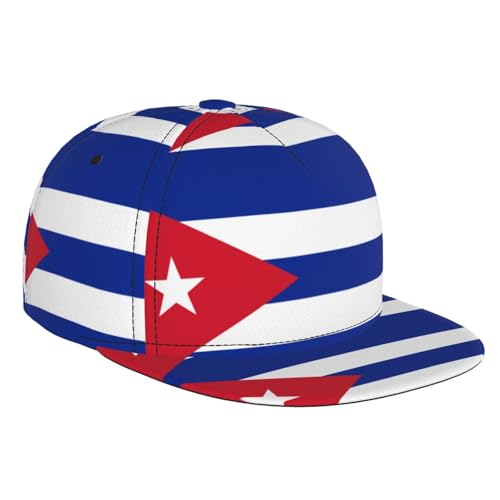 WZYWHJ Elegante gorra de béisbol de ala plana con estampado de bandera cubana que absorbe la humedad y es transpirable, adecuada para uso diario, deportes y viajes, color negro