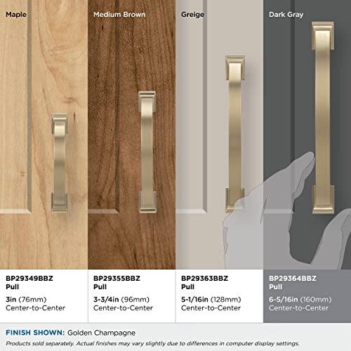 Image of Amerock | Cabinet Pull | Golden Champagne | 6-5 /16 inch (160 mm) Center to Center | Candler | 1 Pack | Drawer Pull | Drawer Handle | Cabinet Hardware