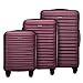 WITTCHEN Skyspeed Line Reisekoffer 3er Koffer-Set Rollkoffer Trolley Handgepäck Reisekofferset Hartschalenkoffer ABS Kombinationsschloss Teleskopgriff 4 Räder Maroon Lufthansa/Eurowings/Ryanair...