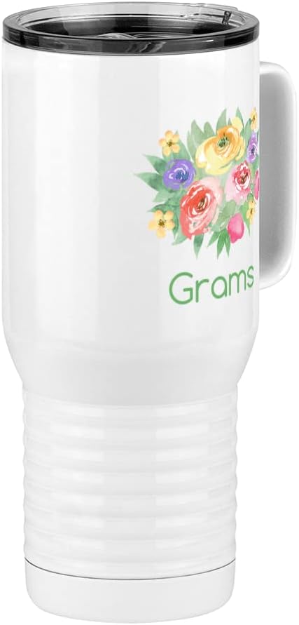 Just So Posh Grams Flowers Tumbler, Travel Coffee Mug with Handle and Slider Lid, White 20 oz Polar Camel, Stainless Steel, Vacuum Insulated - Image 5