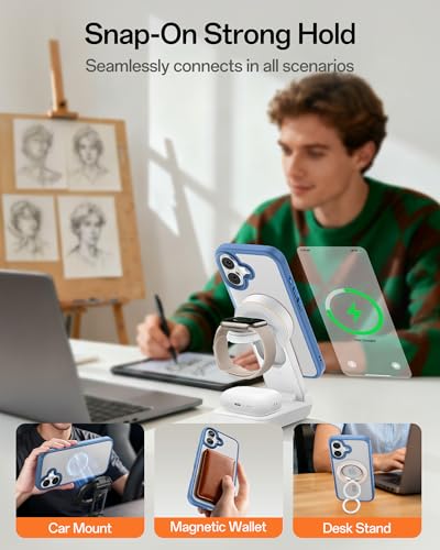Image of UNBREAKcable Magnetic for iPhone 17 Case 6.3-Inch, Compatible with MagSafe, Full Camera Protection, Built-in Magnetic Ring, Drop Protection Shockproof Slim Phone Cover - Light Blue