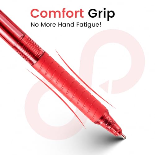 Image of Sooez 40 Pack Bulk Pens Ballpoint, Retractable Red Ink Penswith Soft Grip | Retractable Blue Ink Pens, Medium Point 1.0mm Pen for Journaling, Ballpoint Pen Office Supplies