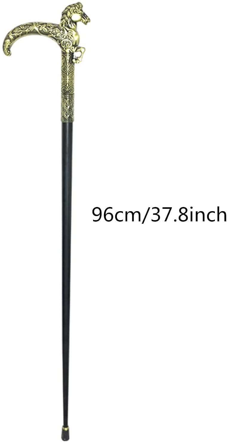 Bastones Elegantes para Caminar, bastón Retro de Metal con Forma de Cabeza de Caballo, muletas para Cosplay, Regalo de 96 cm charitable