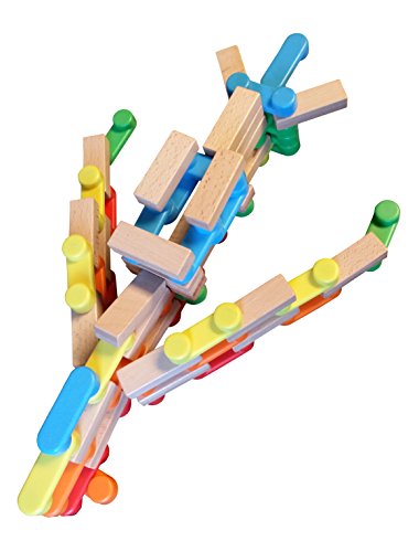 Magz Combo Bricks 80 Magnetic Building Blocks Consisting Of 40 Standard Bricks And 40 Wooden Bricks #TOP2
