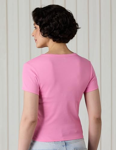 Image of Amazon Brand - Symbol Women's Slim Fit Cropped Rib T-Shirt (Round Neck | Half Sleeve | Pack of 2) (Available in Plus Size)