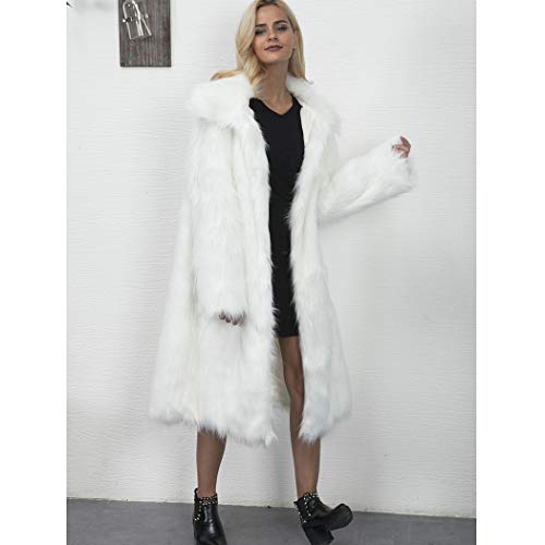 Romanticdesign Women's Long Lapel Faux Fur Jacket Shaggy Coat Warm Outerwear Cardigan White Us 4 #TOP2