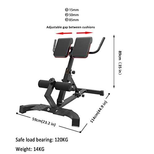 Romeinse Stoel Verstelbare Romeinse Ontlasting Squat Machine Opvouwbare Buikbeoefenaar Sit-up Training Bank Push-up Trainer Veilige Lading Lager: 120 Kg (Color : Black, S : 114 * 59 * 89cm) - Image 8