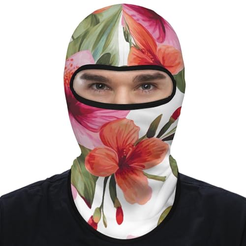 Breathable Balaclava, Hawaiian Flower Print Face Cover, Ski Mask for Outdoor Sports & All-Season Use