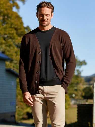 Shanfetl Men's Lightweight Cardigan Sweater Single-Breasted V-Neck Knitted Cardigans3