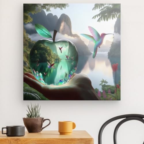 Toile murale Pomme en cristal forêt tropicale 60x60 cm pour tableau salon