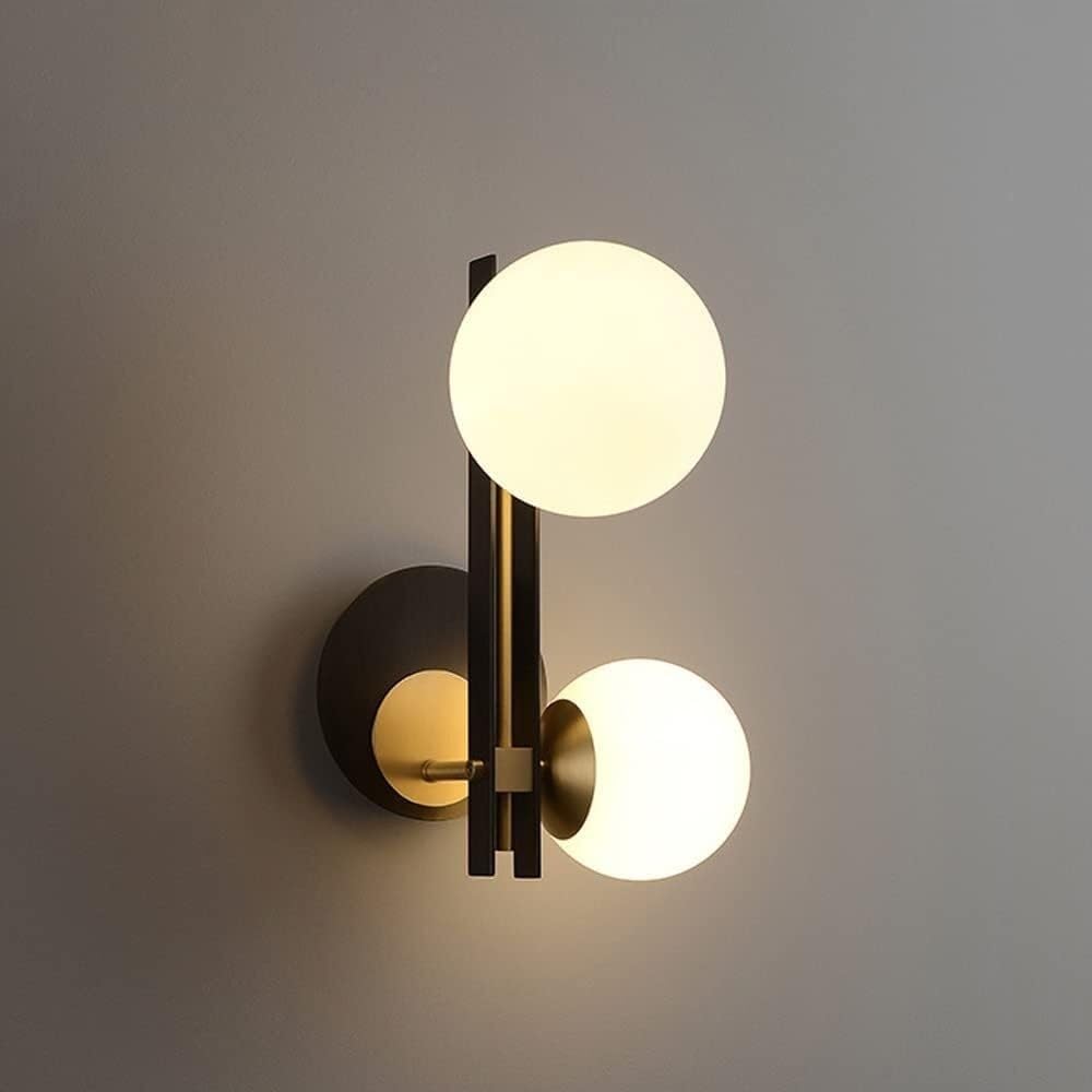 Applique da Parete per Interni con Sfere di Vetro Lampade da Parete Vintage in Ottone Spazzolato per Camera da Letto Comodino Lampade da Parete Moderne per Soggiorno E Corridoio