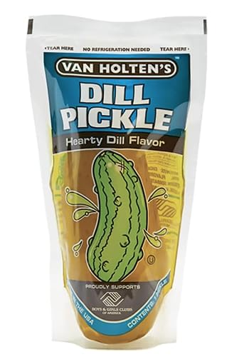 Van Holtens Jumbo Pickle in A Pouch - Hearty Dill Flavour - American Pickles - Single Packet.
