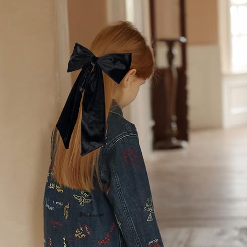 Pinza de cabello con lazo de terciopelo negro, 6.5 pulgadas miniatura 3