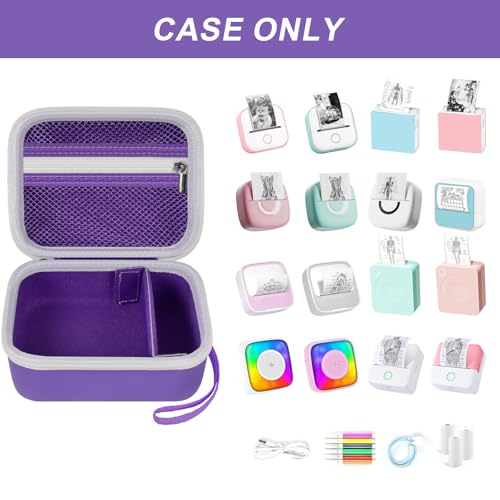 Image of ANKHOH Label Maker Case for Memoking T02 / for Phomemo M02 / M02S / M02 Pro / Q30S / for Nelko PM230 / for Anycash /for Ponek Mini Pocket Printer, Portable Sticker Paper Storage Holder - Box Only (Purple)