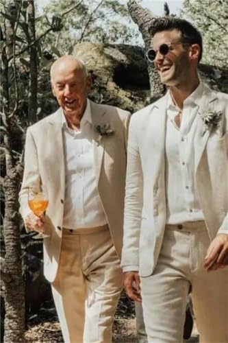 Summer Linen Men Suits Blazer Pants Tuxedo 2Pcs Mens Wedding Grooms4