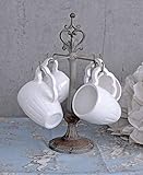 antike chinesische tassen Material: weisses Porzellan PALAZZO INT Vintage 4 KAFFEEBECHER TASSEN Weiss ANTIK-Look Shabby