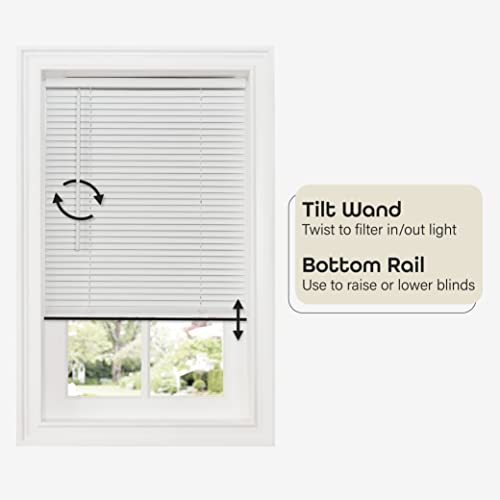 Image of Cordless Room Darkening Mini Blind - 31 Inch Width, 64 Inch Length, 1 inch Slat Size - Pearl White - Cordless GII Deluxe Sundown Horizontal Windows Blinds for Interior by Achim Home Decor