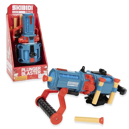 Skibidi Toilet Plunger Blaster, Action Dart Blaster with 4 Plunger Darts, YouTube Animation Sensation, Officially Licensed Skibidi Toilet Merch