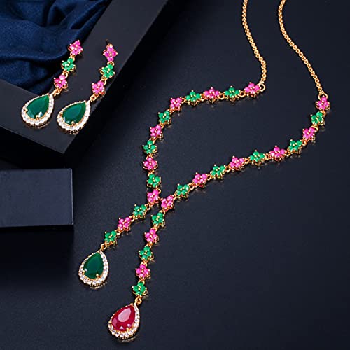 Conjunto de pendientes de fiesta y collar de zirconia para regalar a mujeres 5