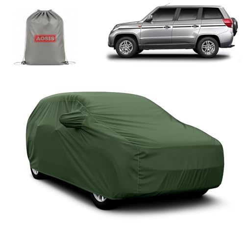 Image of AOSIS 'Waterproof' Car Cover Compatible with Mahindra Bolero Neo Plus P4 /P10 300 GSM Uly Coated Thick Fabric 4X4, Adjustable Belt Buckle, Elastic Grip