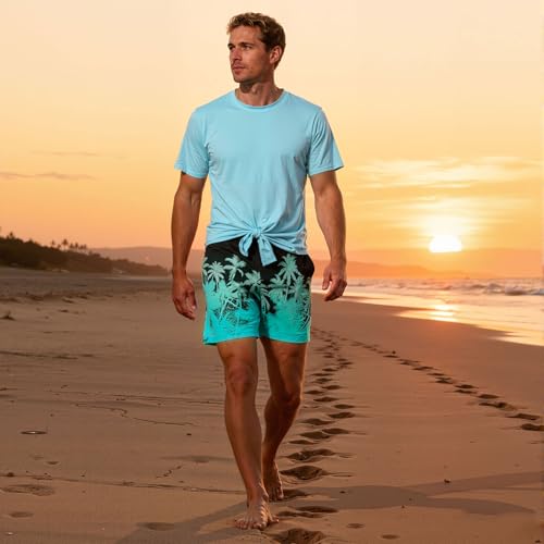 Image of Cozople Mens Swim Trunks 5.5 inch Compression Liner Swim Shorts Boxer Brief Lined Quick Dry Bathing Suit Swimwear