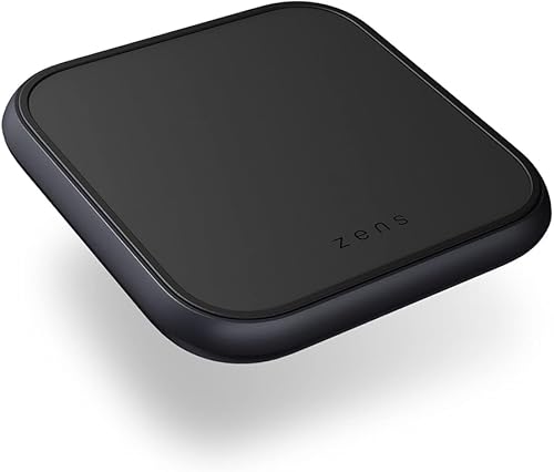Zens Almohadilla de carga inalámbrica de aluminio con certificación Qi, soporta carga inalámbrica rápida de hasta 10 vatios, funciona con todos los