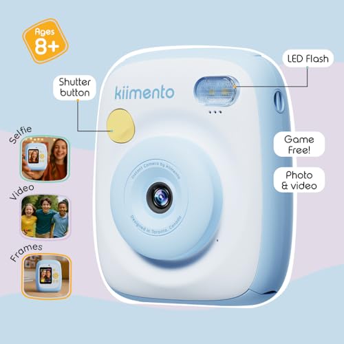 Image of kiimento Instant Print Digital Camera, Ink-Free Thermal Printing with 4 Color-Themed Paper Options, 2.4 inch HD Screen, Selfie Lens, 48MP Photo, 1080p Video, 32GB Memory Card - Model P2 (Mint)