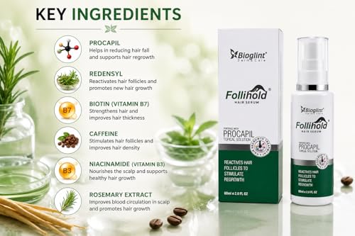 Image of Follihold Hair Serum with Procapil 60ml | Lightweight Leave-In Hair Care Serum for Men & Women | Daily Scalp & Hair Strengthening Formula