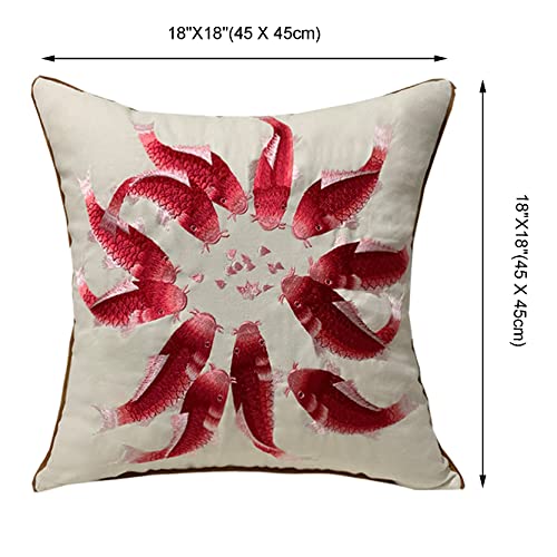 KAVERN Embroidery Butterfly Cushion Covers, Red, 45x45cm