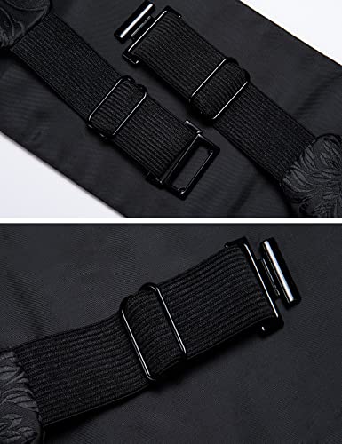 Image of Barry.Wang Men Silk Paisley Cummerbund and Pre-tied Bowtie Handkerchief Cufflink Set for Tuxedo