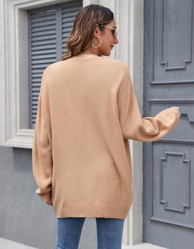 Image of ZAFUL Womens Open Front Cardigan Sweater Button Down Oversized Knit Loose Casual Chunky Pocket Outwear Coats