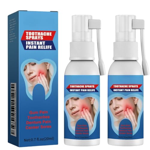 2pcs Toothache Relieving Spray Herbal Oralcare Spray Toothache Pain Relief Dental Pain Relief Spray Toothache Pain Relief for Adult Instant Teeth Treatment Relief Strong Pain Relief for Toothache