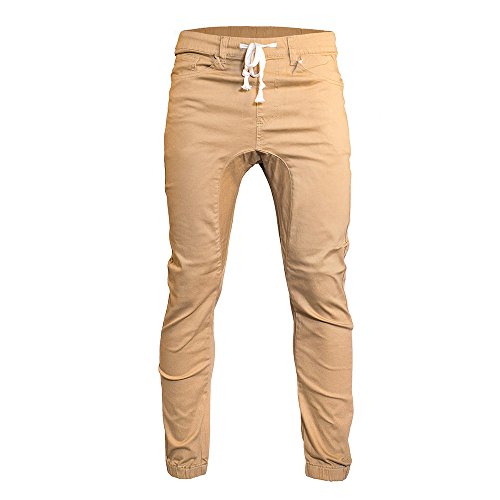 Minimal Clothing Men's Trendy Harem Twill Slim Fit Jogger Pants, Dc-wheat, Large