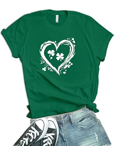 Grünes St. Patricks Day Shirt für Damen – Patty's Irish Saint Patricks Day Outfits für Frauen, Grün - Heart Clover Shirt Damen, Groß Grünes St. Patricks Day Shirt für Damen – Patty's Irish Saint Patricks Day Outfits für Frauen, Grün - Heart Clover Shirt Damen, Groß