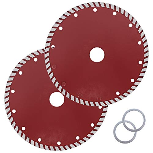 2Pcs Diamond Saw Blades 180x25.4x2.8mm Turbo Dry Wet Circular Saw Disc Cutting Blade7.5mm Segment Height For Granite Concrete Cement Masonry Block