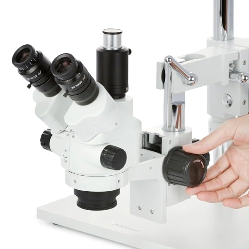 Image of AmScope - 3.5X-45X Simul-Focal Stereo Lockable Zoom Microscope on Dual Arm Boom Stand - SM-4NTPX
