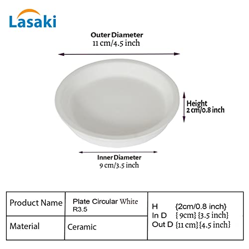Image of Lasaki Round Ceramic Bottom Tray /Plate for Planter (3.5-inch, Set of 2) R3.5 | Dripping Tray for Pots & Succulents | Indoor & Outdoor Planters Home Garden Decor | Plants Not Included