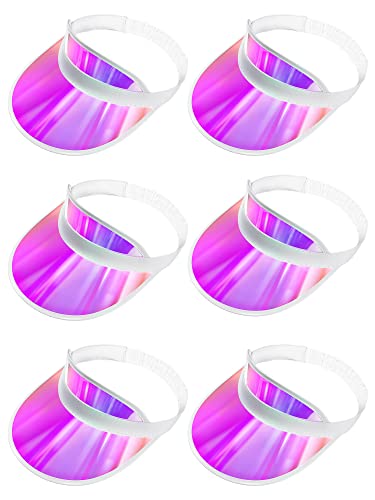 6 Packs Clear Sun Visor Hats Plastic Party Hat Uv Protection Golf Cap Unisex Pvc Transparent Visor Cap For Women Men #TOP13