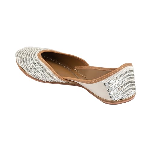 Image of KORAKARI Women's Traditional Ethnic Amber Punjabi Jutti, Leather Flat Comfortable Mojaris for Girls