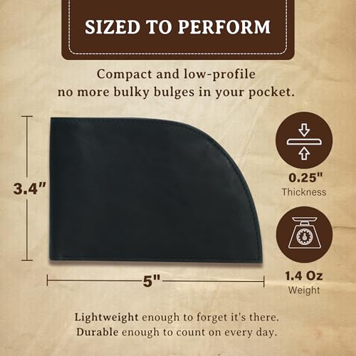 Image of ROGUE WALLET Genuine Leather Wallets for Men - Minimalist, Classic Curved Slim Front Pocket w / 3 Card Slots, Plastic ID Card Slot & Full Billfold Section - Perfect Gifts for Men (Black)