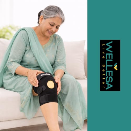 Image of Knee cap for pain relief (Pair) | Adjustable Knee Support Open Patella | Knee Support for Men and Women | Knee Cap | Knee Brace Guard Cap | Good support for Joint Pain | Neoprene | Free size