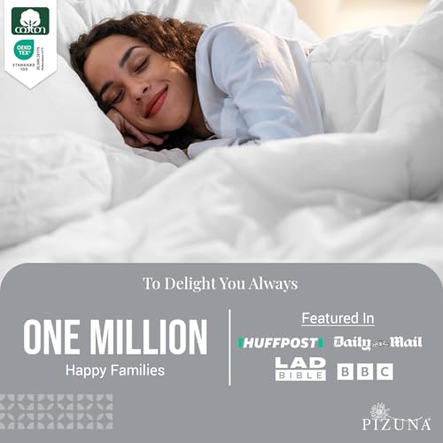 Pizuna 600 Thread Count Cotton King-Size-Duvet-Cover-Set, White 100% Long Staple Cotton White-Bedding King, Soft Sateen Weave 4 Corner Ties and Hidden Button Closure (Cotton Quilt Cover) - Image 2