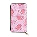 Produktbild JHGFG Rosa Flamingo und Kokosnussbaum Echtes Leder Geldbörse Lange Damen Geldbörse Handtasche Multi Kartenhalter Organizer Für Frauen Angepasst