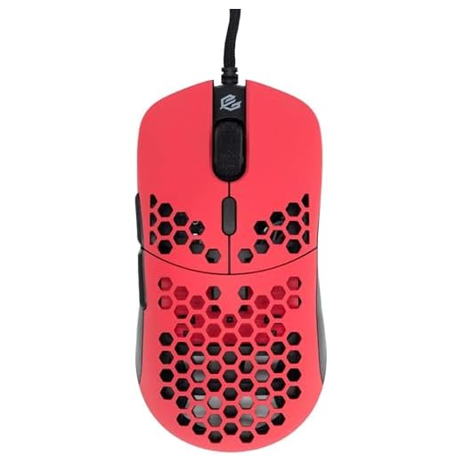 Gwolves Hati HTM Ultra Lightweight Honeycomb Design Wired Gaming Mouse 3360 Sensor - PTFE Skates - 6 Buttons - Only 61G (Faze Red)
