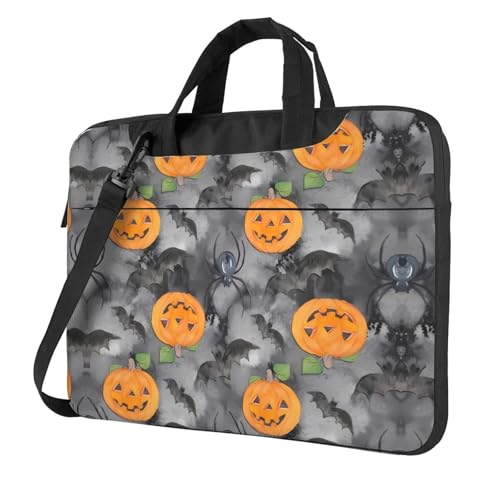 Sac ordinateur portable résistant aux chocs en Oxford 600D avec motif citrouille d'Halloween