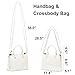Women's Top-Handle Handbags with 3 Compartments, PU Leather Satchel Handbag for Women with Detachable Shoulder Strap, Perfect for Every Day, Casual, Work, Travel, White